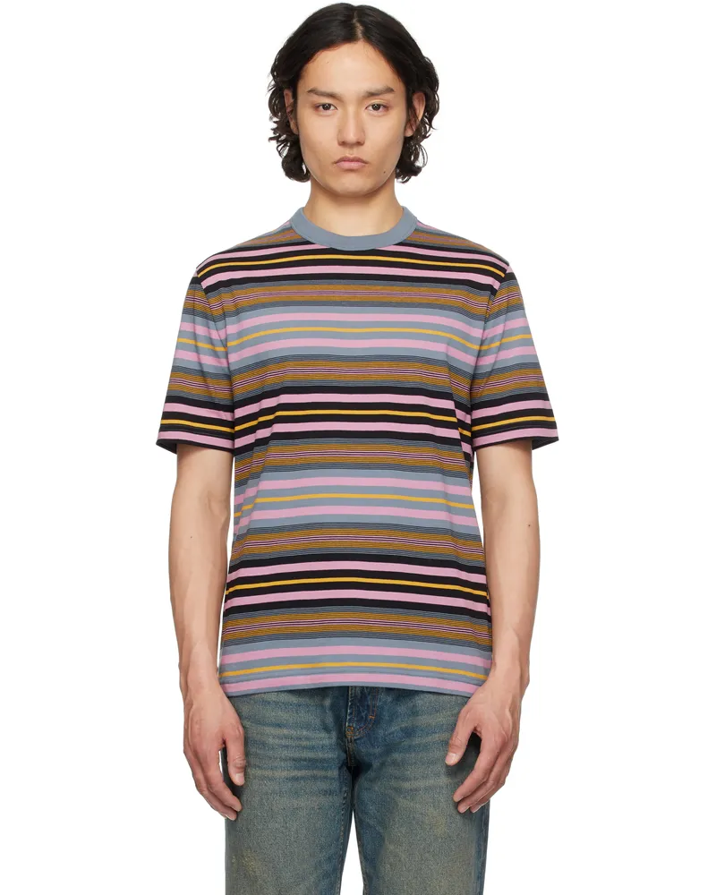 Paul Smith Pink & Gray Stripe Cotton T-shirt 76