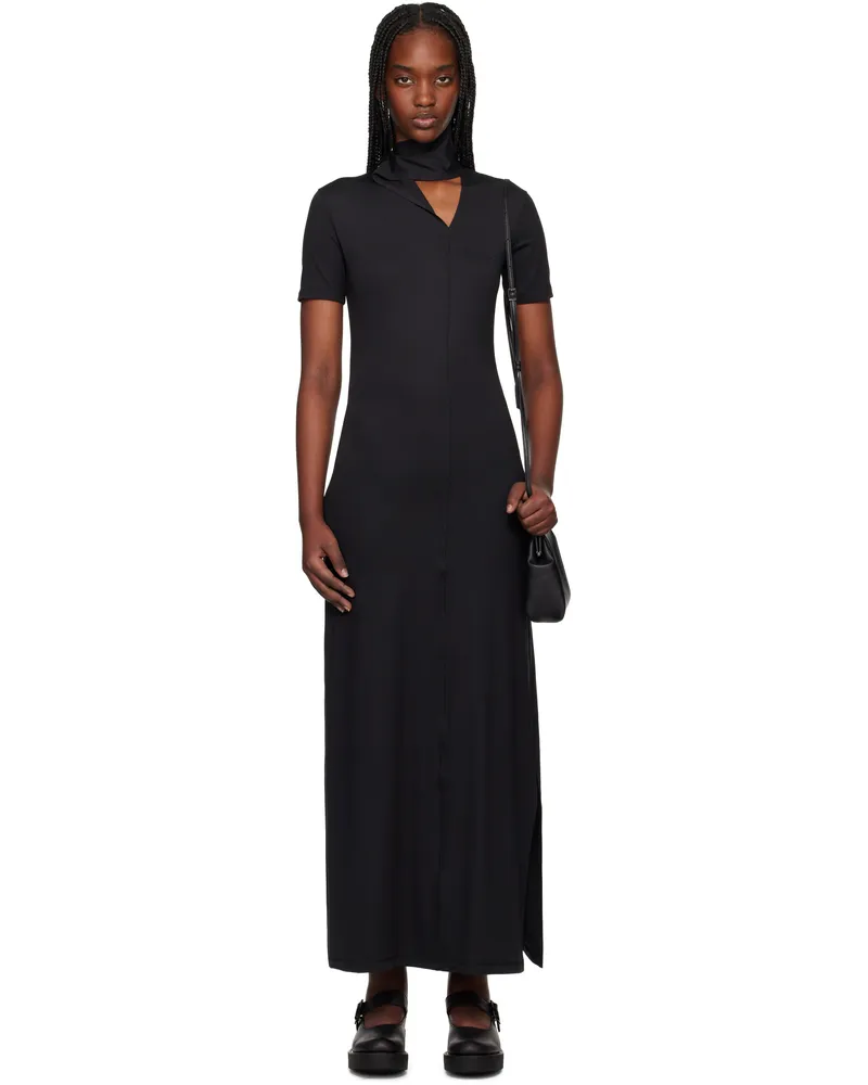 Y-3 Black Fitted Closure Maxi Dress Black