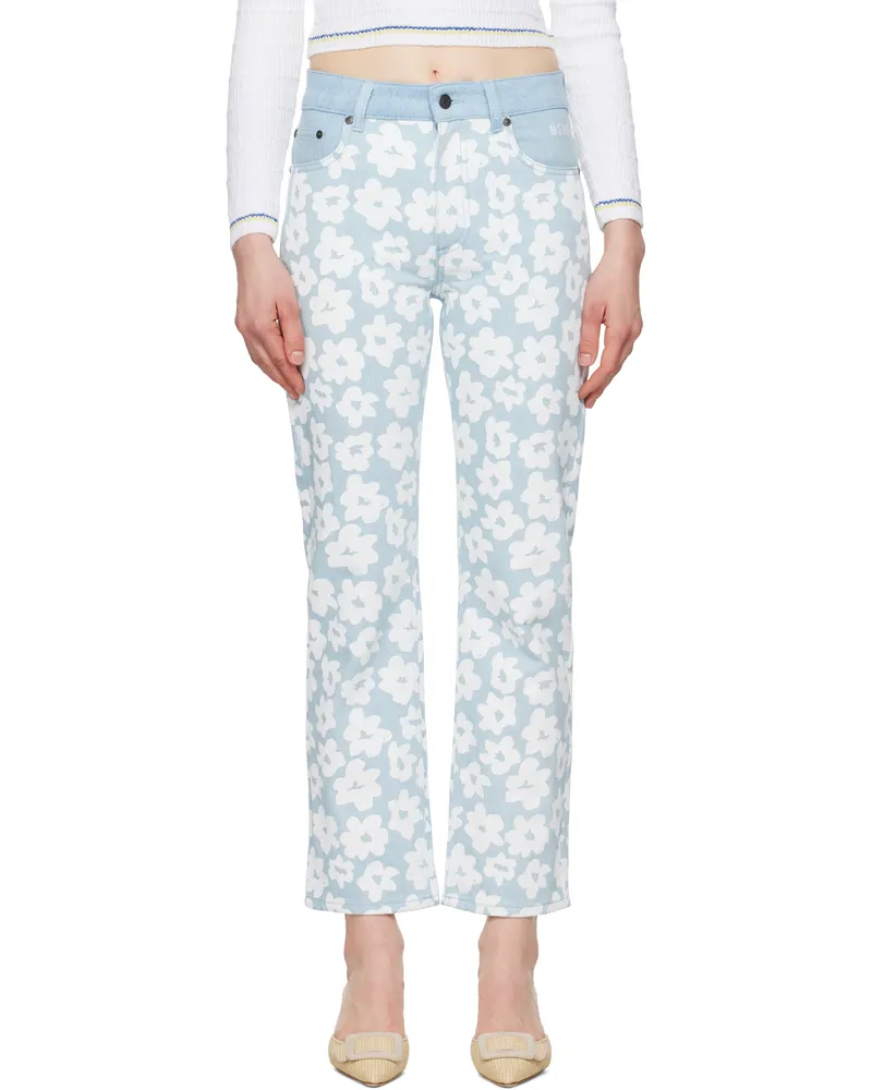 MSGM Blue Printed Jeans 85