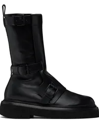 Max Mara Black Leather Biker Boots Black