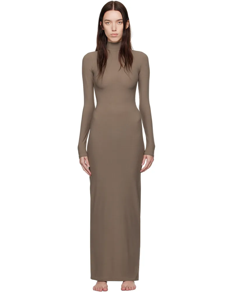 SKIMS Taupe Soft Lounge Turtleneck Maxi Dress Amethyst