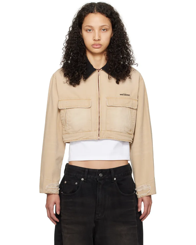 WE 11 DONE Beige Distressed Jacket Beige