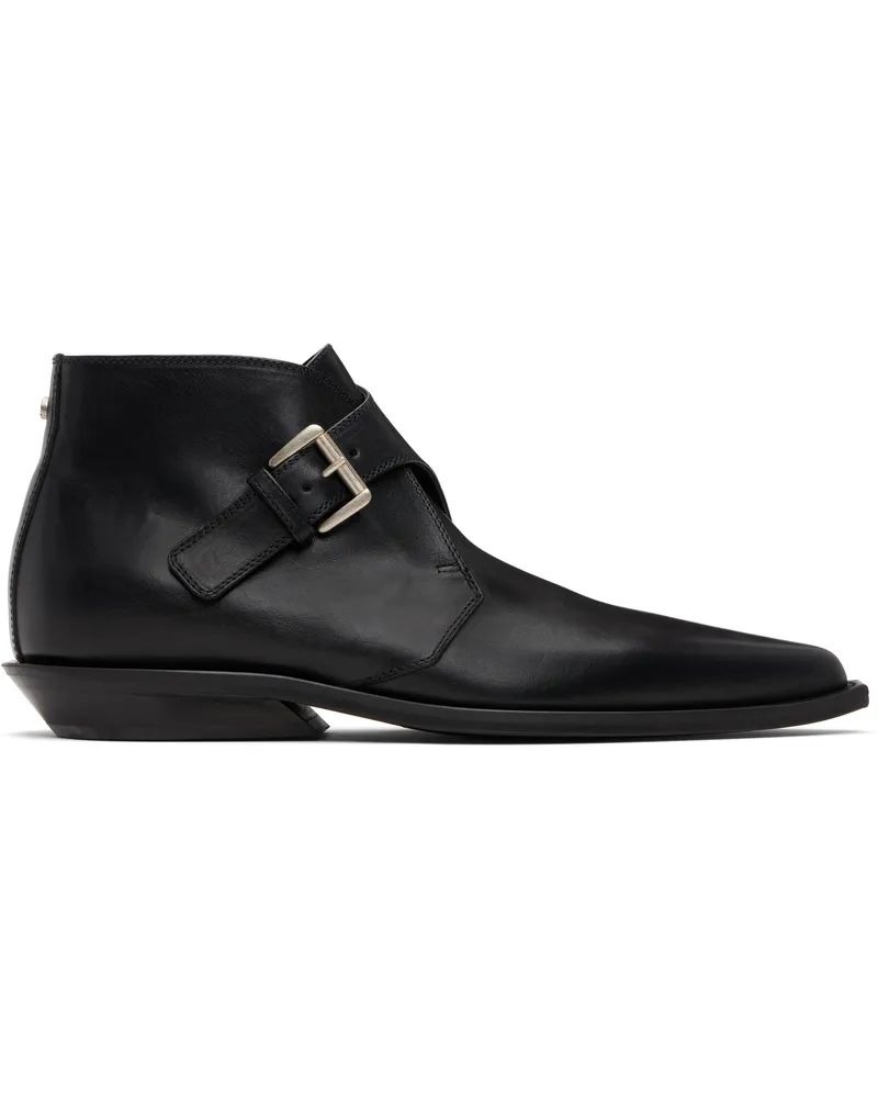 Ann Demeulemeester Black Yan Pointy Micro Heel Ankle Boots Black