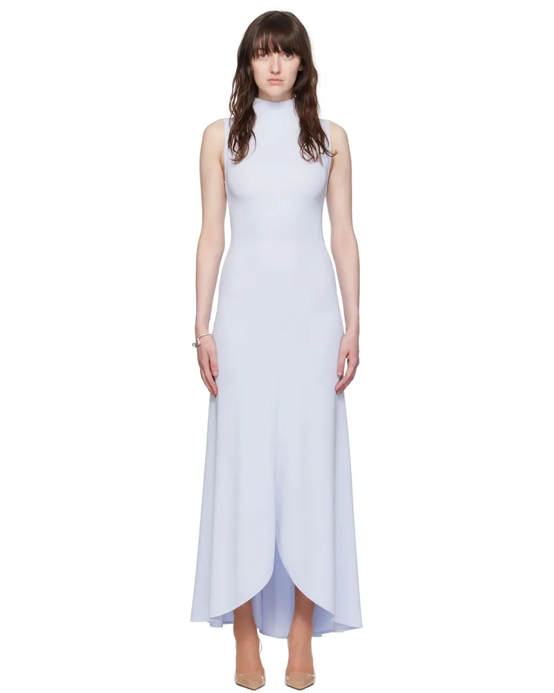 Courrèges Blue Mock Neck Maxi Dress 7023