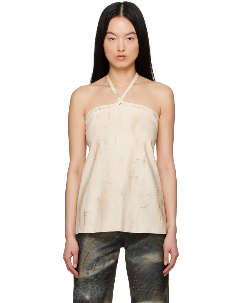 SERAPIS Beige Tar-Painted Halter Top Beige