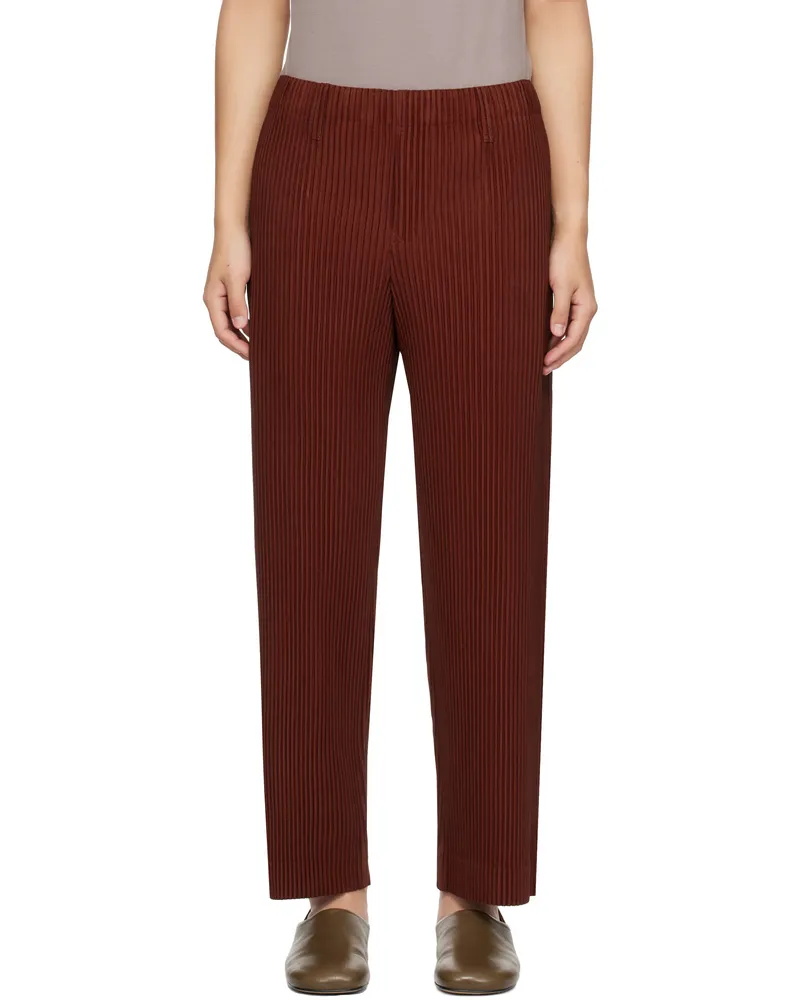 Issey Miyake Red Tailored Pleats 2 Trousers 25-crimson
