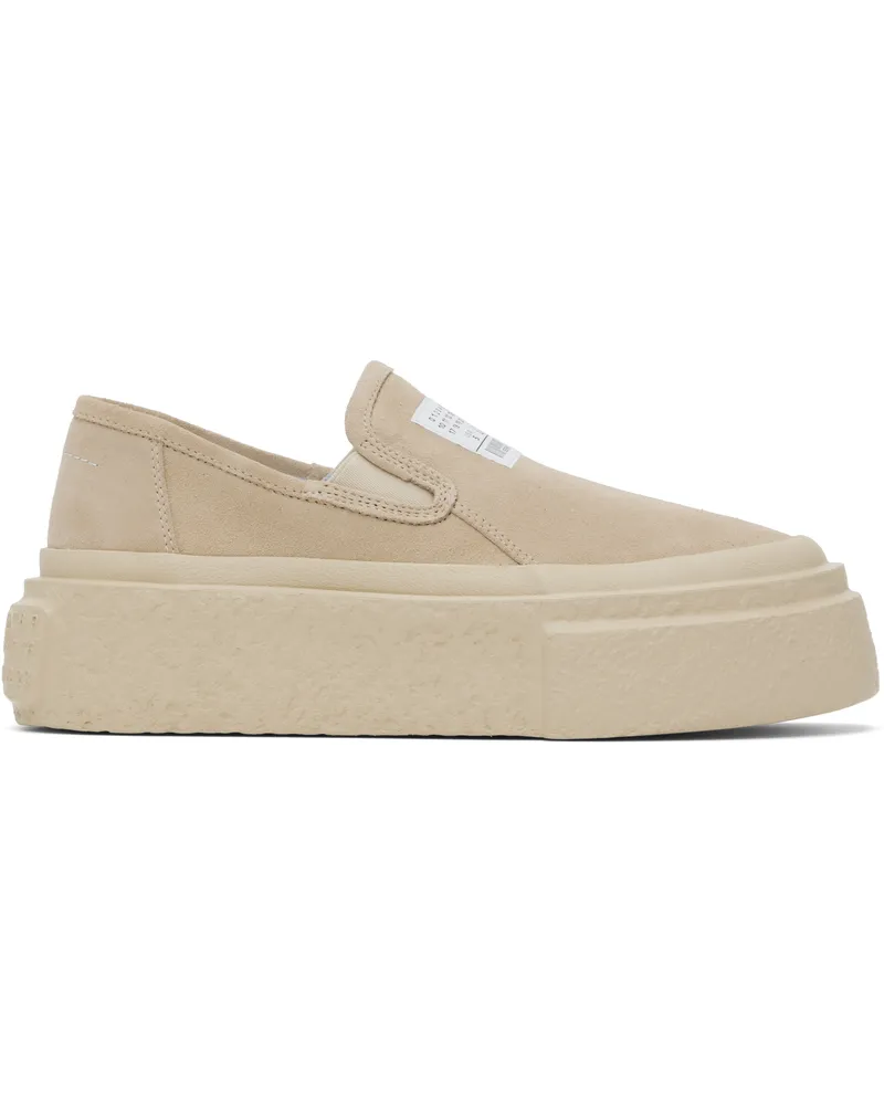 Maison Margiela Beige Suede Platform Slip-On Sneakers T2320