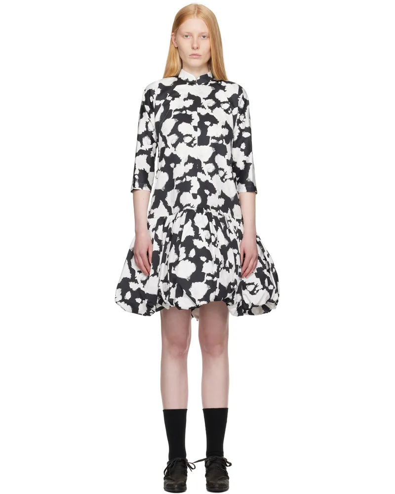 Comme des Garçons Black & White Cotton Satin Midi Dress 1