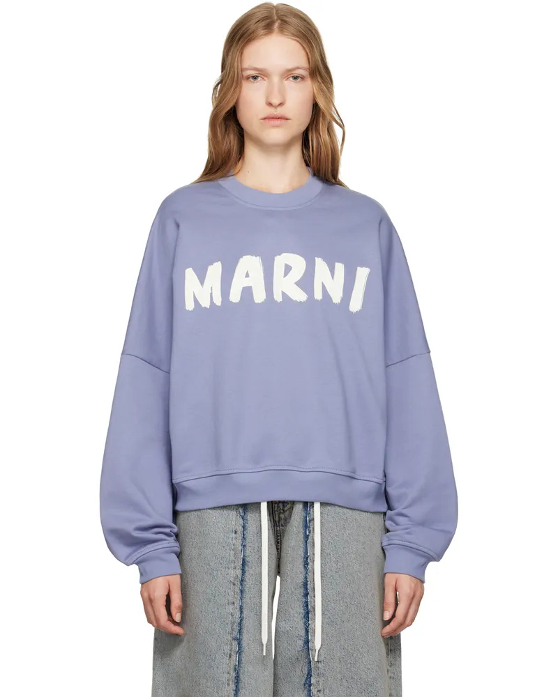 Marni Blue Printed Logo Sweatshirt Lob36