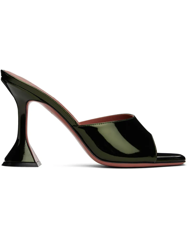 Amina Muaddi Green Lupita Slipper Heeled Sandals Moss