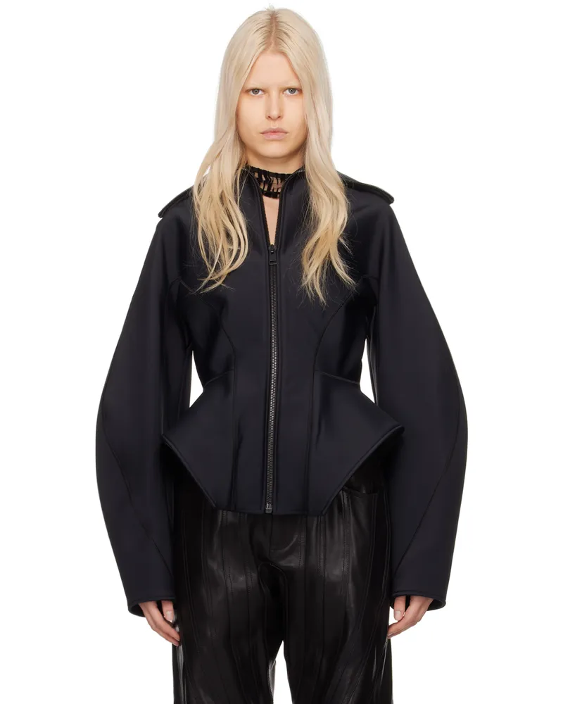Thierry Mugler Black Corseted Scuba Jacket 1999