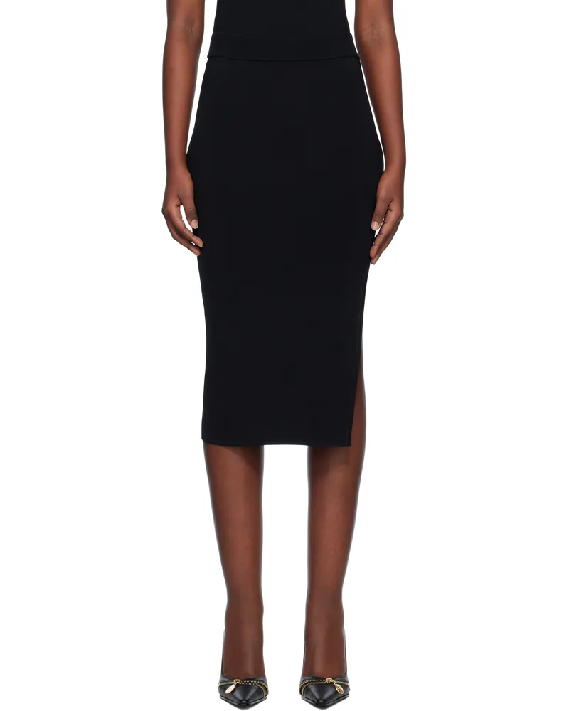 Versace Jeans Black Knitted Midi Skirt E899