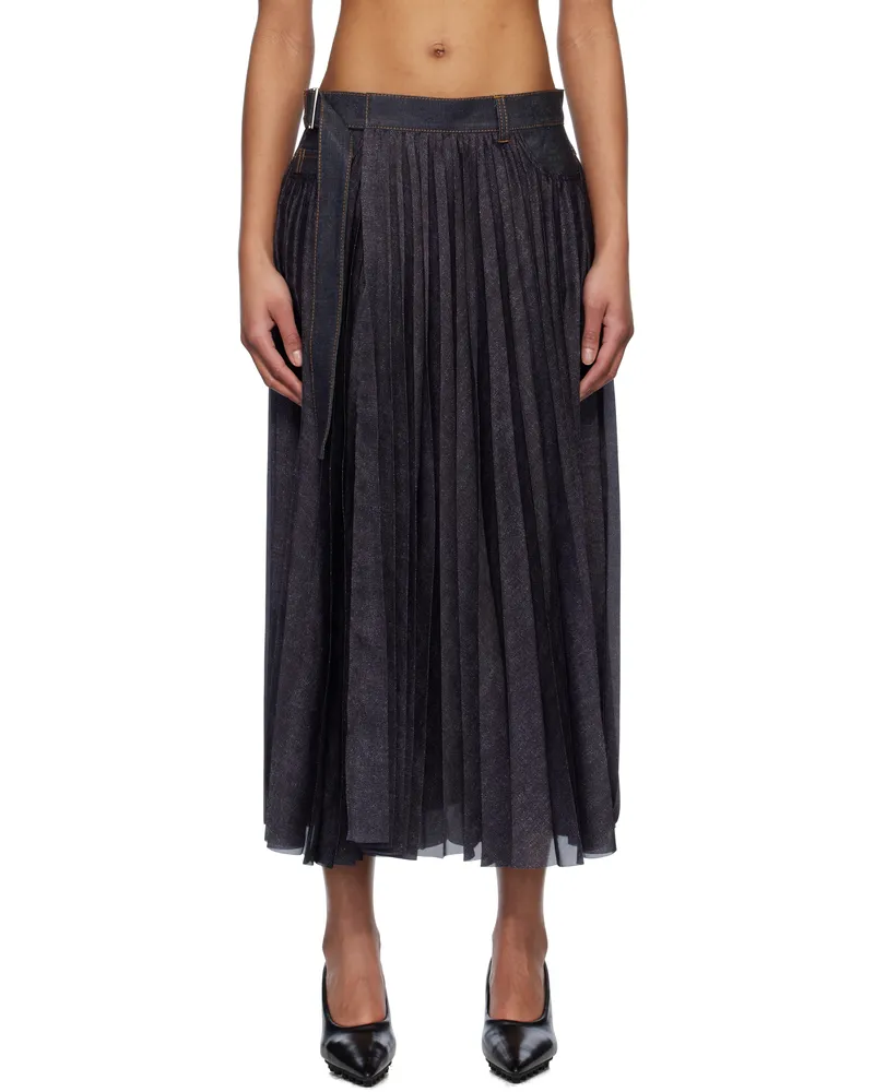 Sacai Navy Denim Mix Maxi Skirt 499