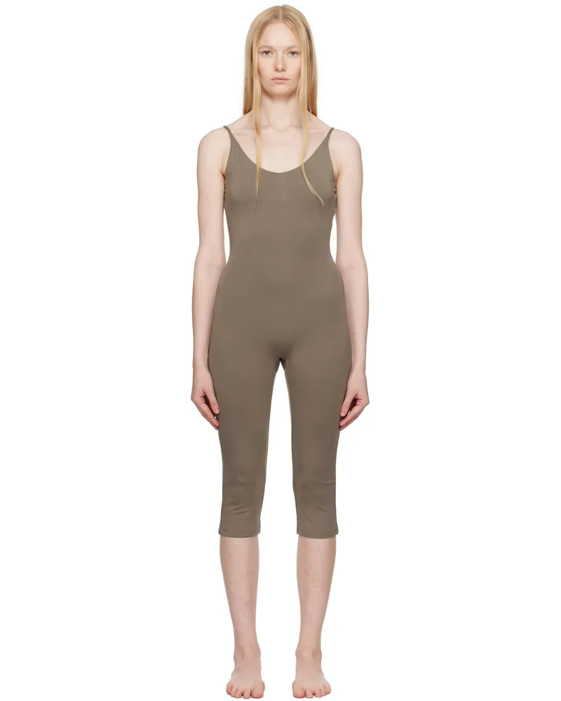 SKIMS Taupe Smooth Layers Capri Catsuit Truffle