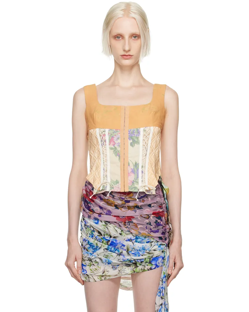 Marine Serre Tan Floral Corset Bg21