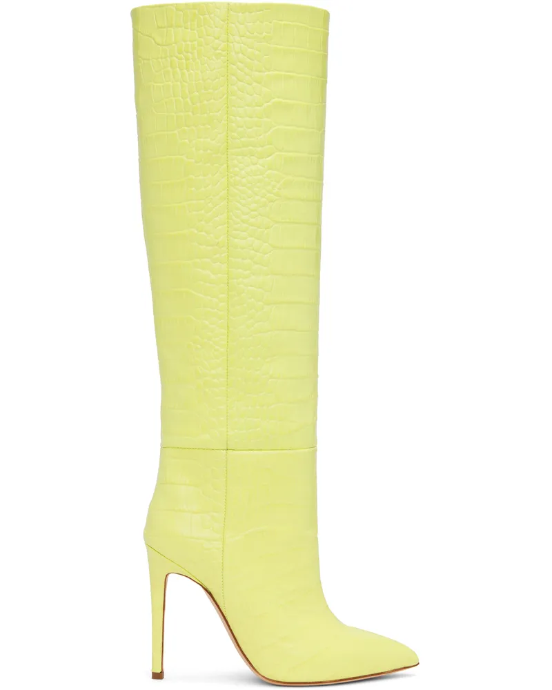 Paris Texas Green Croc-Effect Tall Boots Lime