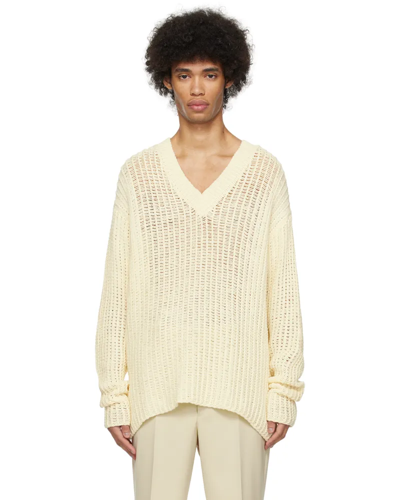 COMMAS Off-White V-Neck Sweater Off-white