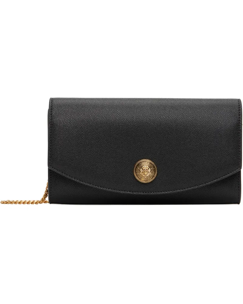 Balmain Black Emblème Grained Calfskin Bag 0pa