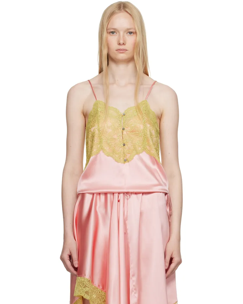 Dries van Noten Pink & Green Lace Tank Top 305