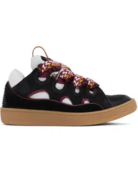 Lanvin Black & White Leather Curb Sneakers Bhoney