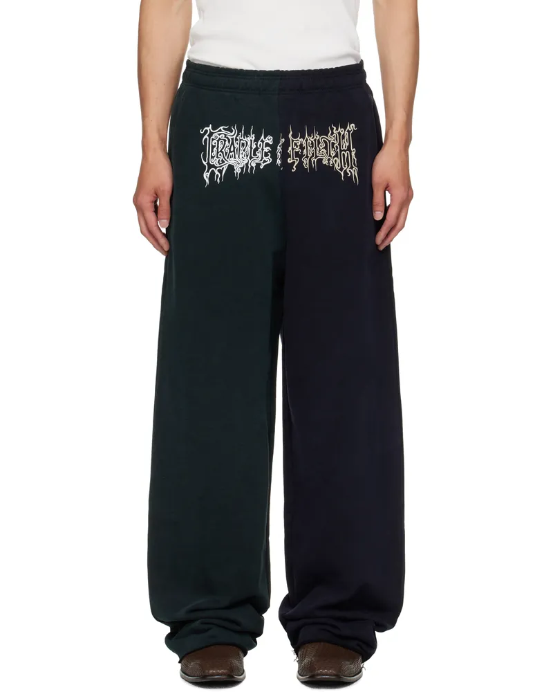 VETEMENTS Green & Navy Cradle of Filth Cut-Up Baggy Sweatpants Green