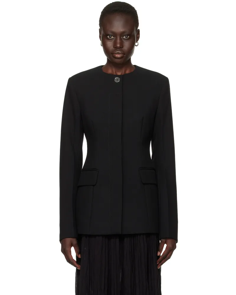 Totême Black Collarless Cinched Jacket Black