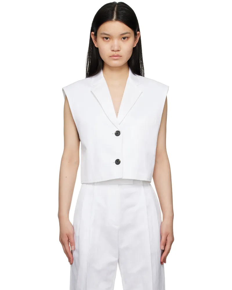 Helmut Lang White Cropped Vest Optic