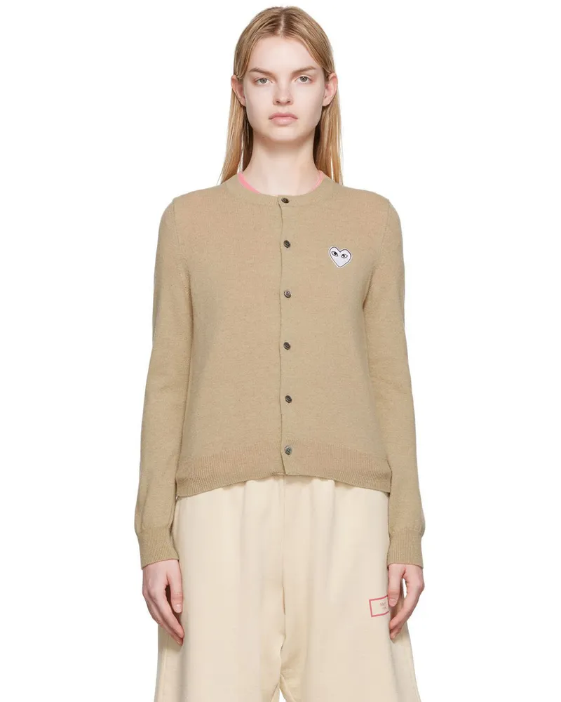 Comme des Garçons Beige Heart Patch Cardigan Beige