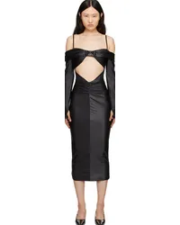 Versace Jeans Black Ruched Midi Dress Eblack