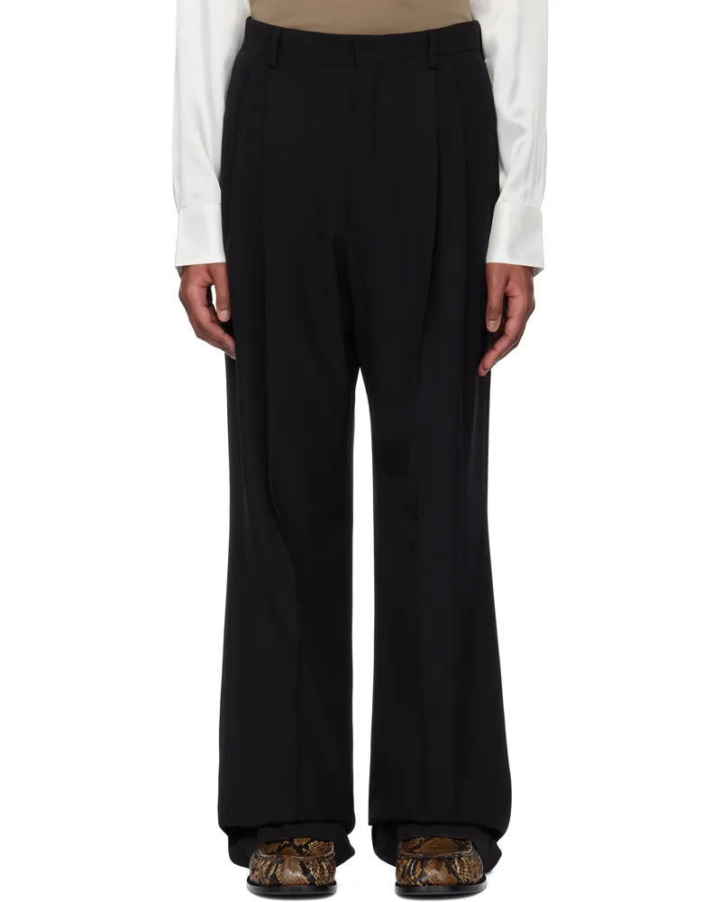 Dries van Noten Black Wool Straight Trousers 900