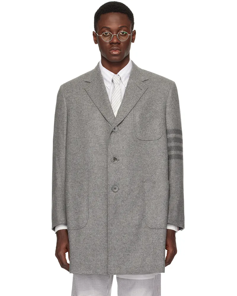 Thom Browne Gray 4-Bar Coat 035