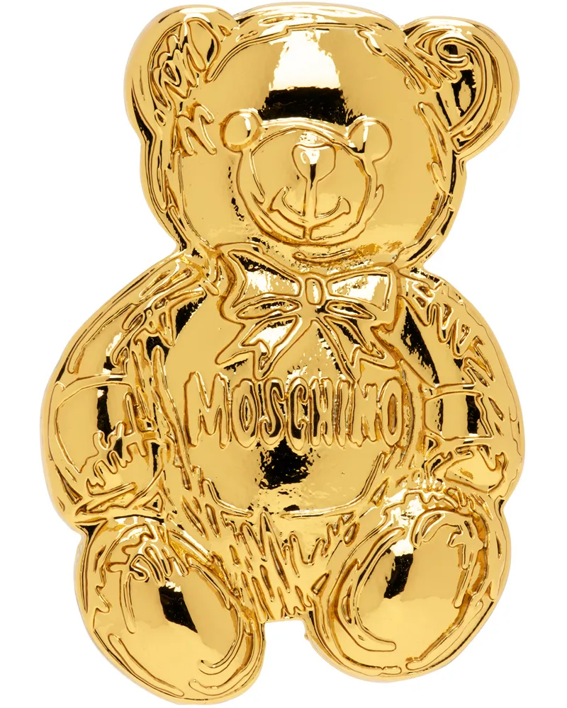 Moschino Gold Archive Teddy Bear Brooch Shiny