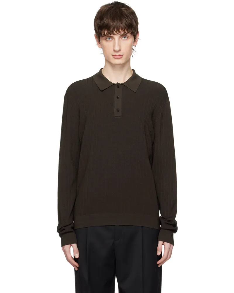 Filippa K Brown Shiny Polo Dark