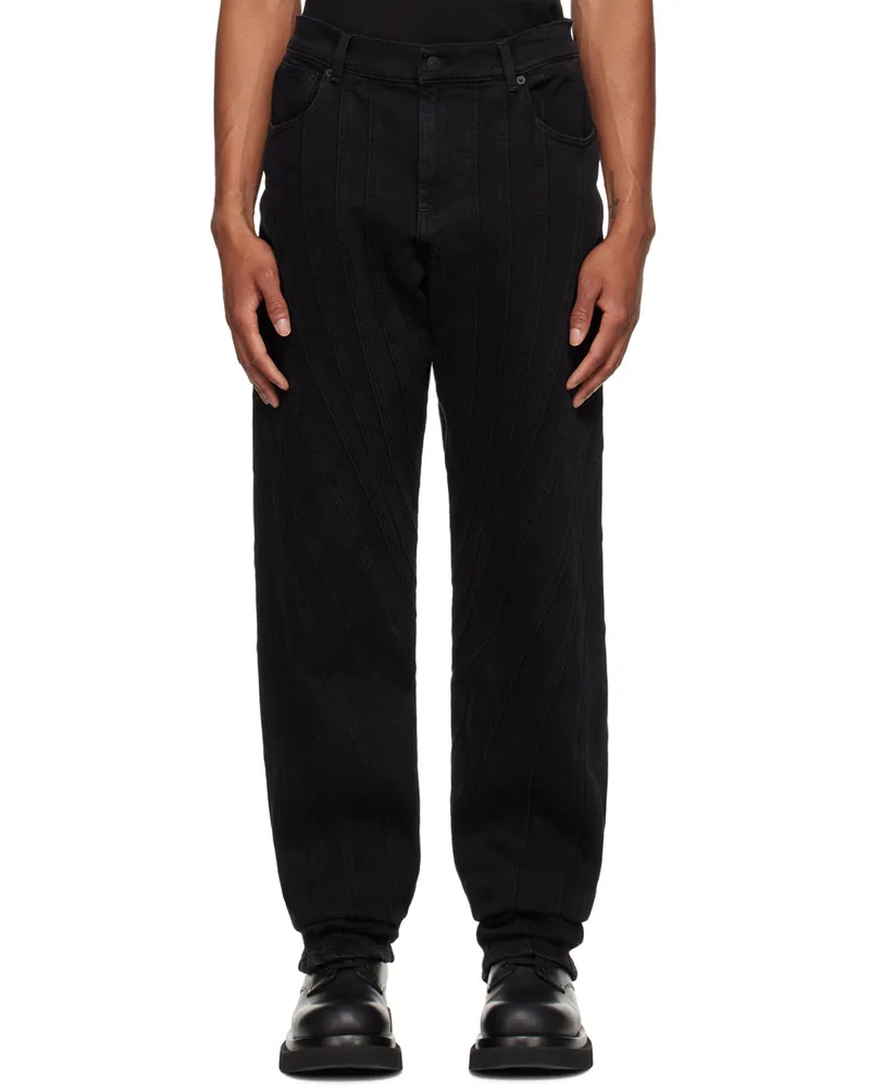 Thierry Mugler Black Spiral Jeans Black