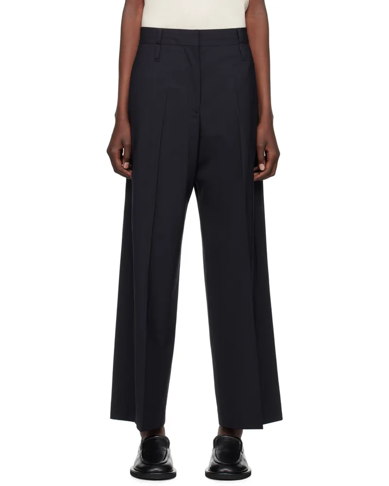Studio Nicholson Navy Baier Trousers Darkest