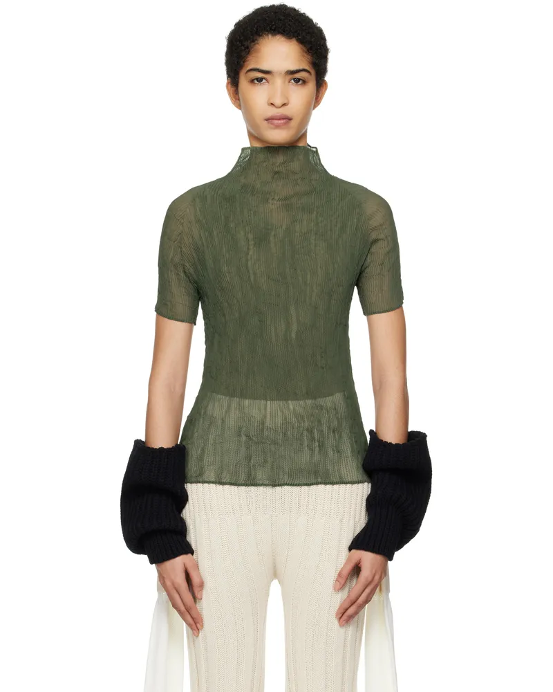 Issey Miyake Khaki Chiffon Twist 3 T-shirt 69