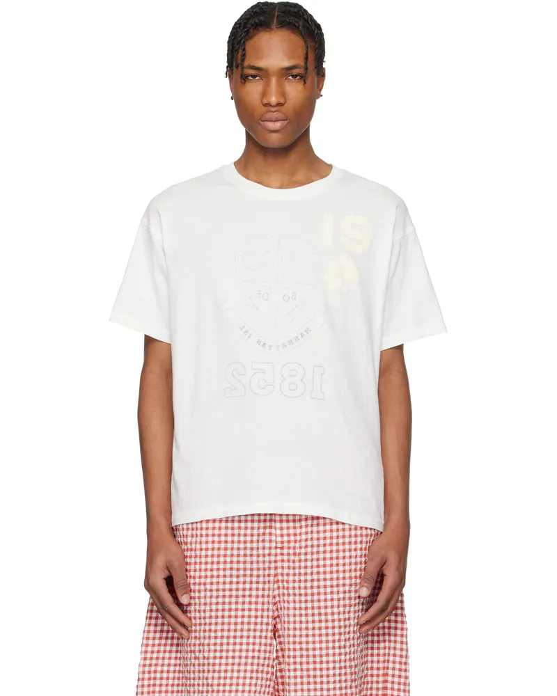 BODE Off-White Crest Reversible T-shirt Cream