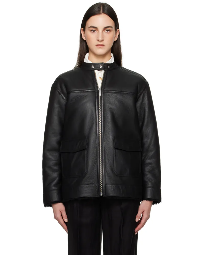 Anine Bing Black Henry Shearling Jacket Black