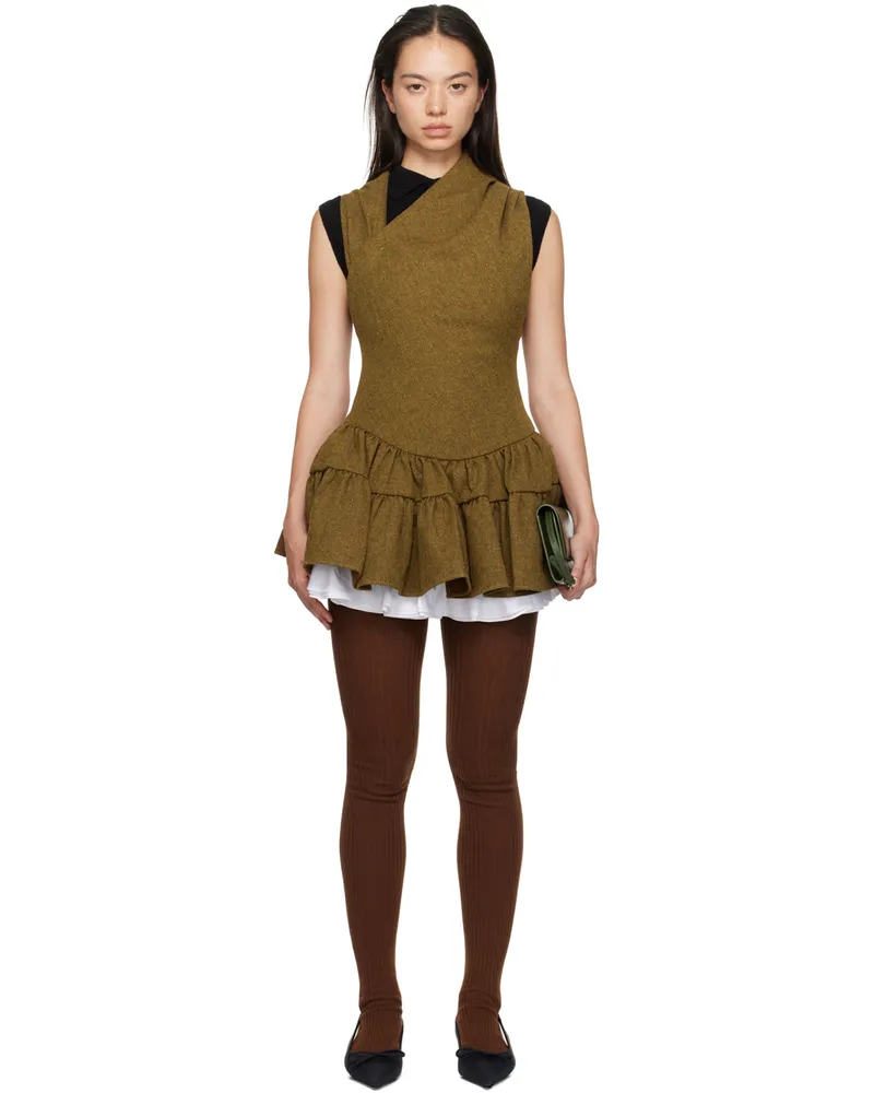 SHUSHU/TONG Brown Multilayer Bubble Minidress By100