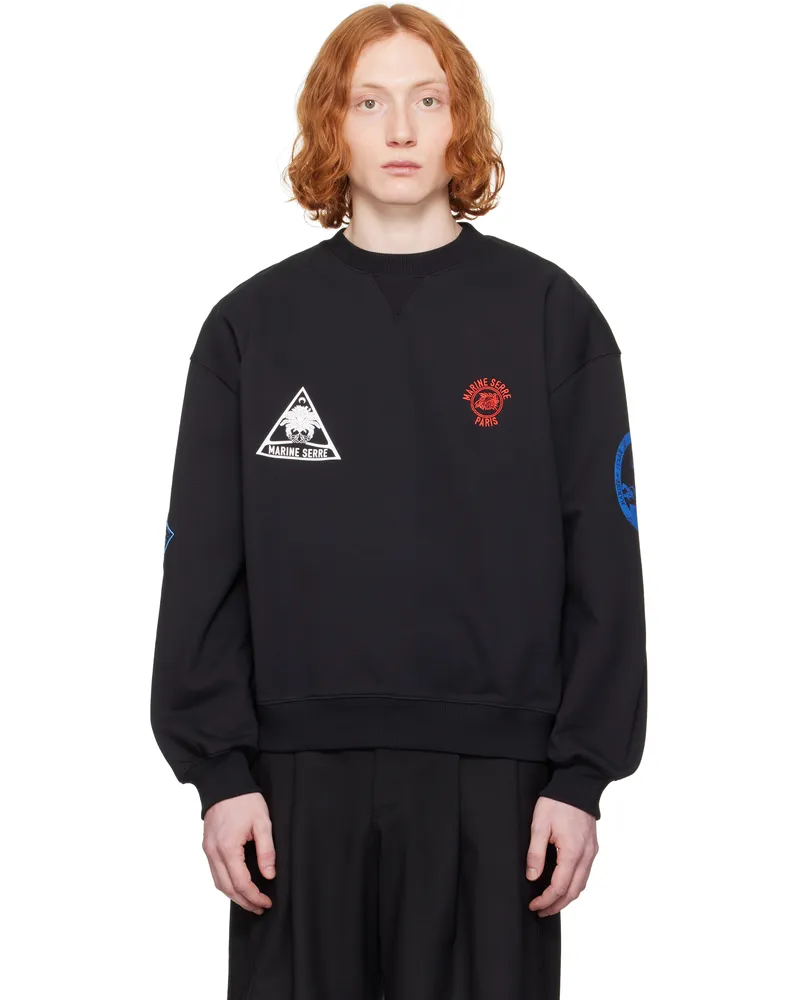 Marine Serre Black Souvenir Fleece Oversized Sweatshirt Bk99