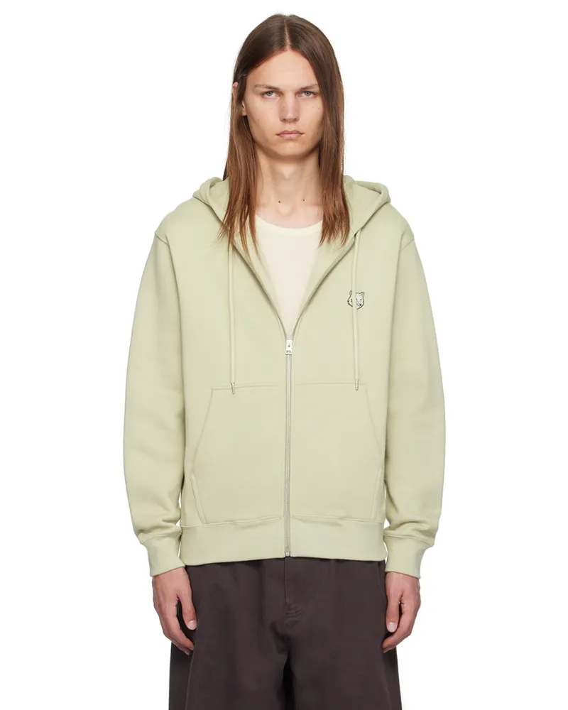 Kitsuné Khaki Bold Fox Head Zipped Hoodie P129