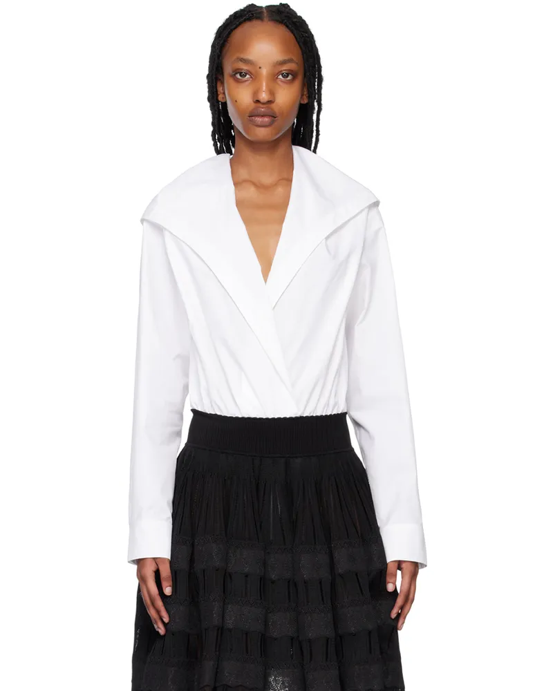 Alaïa White Hooded Bodysuit 000
