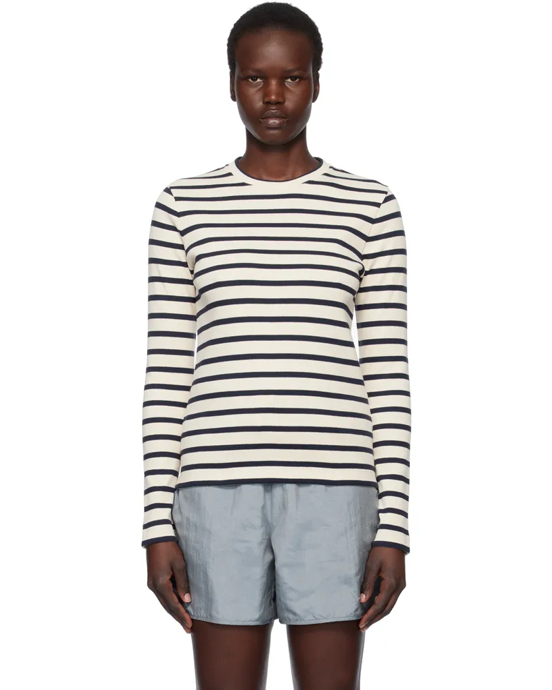 Jil Sander Off-White & Navy Logo Label T-shirt 124