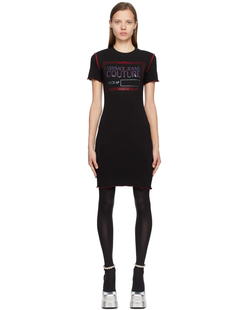 Versace Jeans Black Crystal-Cut Minidress E899