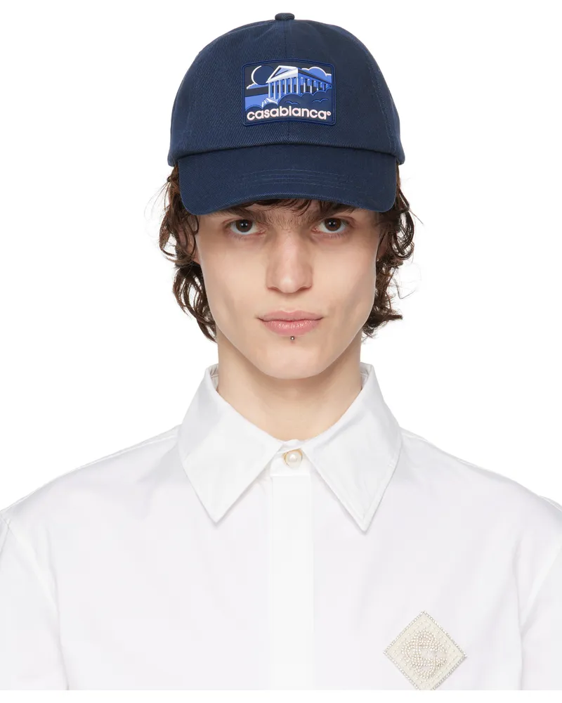 Casablanca Paris Navy Greek Temple Cap Navy