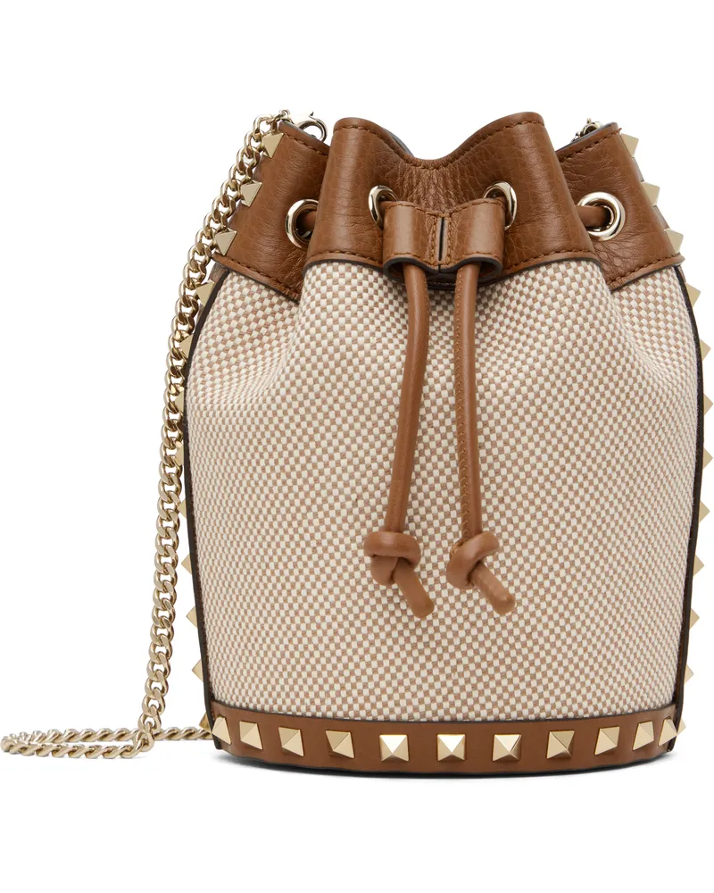 Valentino Garavani Brown Mini Drawstring Rockstud Bag Rdv