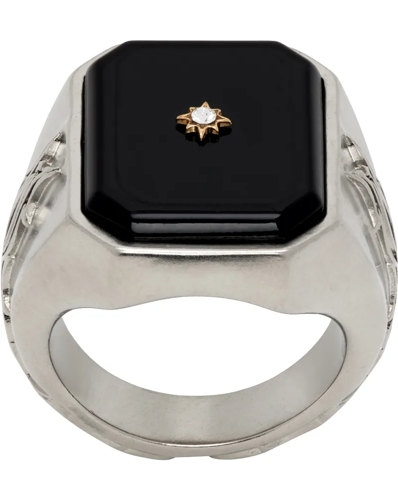 Maison Margiela Silver Enamel Animation Signet Ring 964