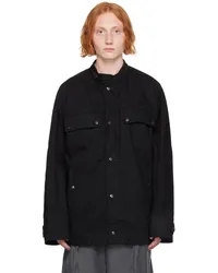 Dries van Noten Black Press-Stud Denim Jacket Black