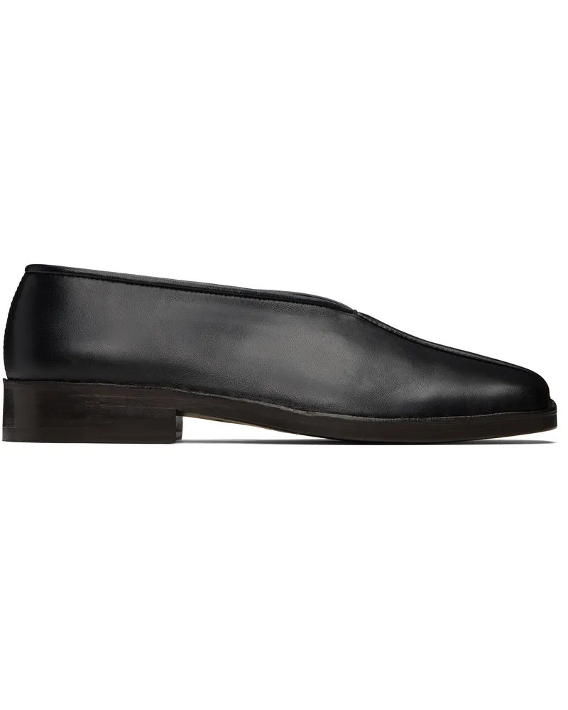 Christophe Lemaire Black Flat Piped Slippers Bk999