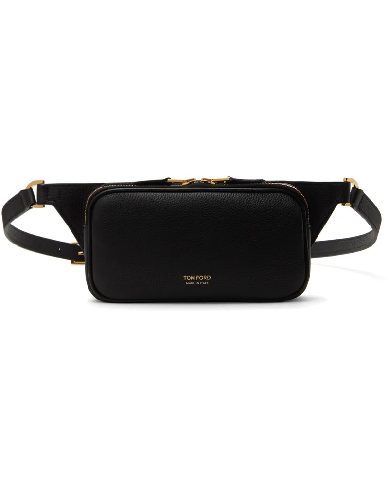 Tom Ford Black Zip Leather Pouch Black